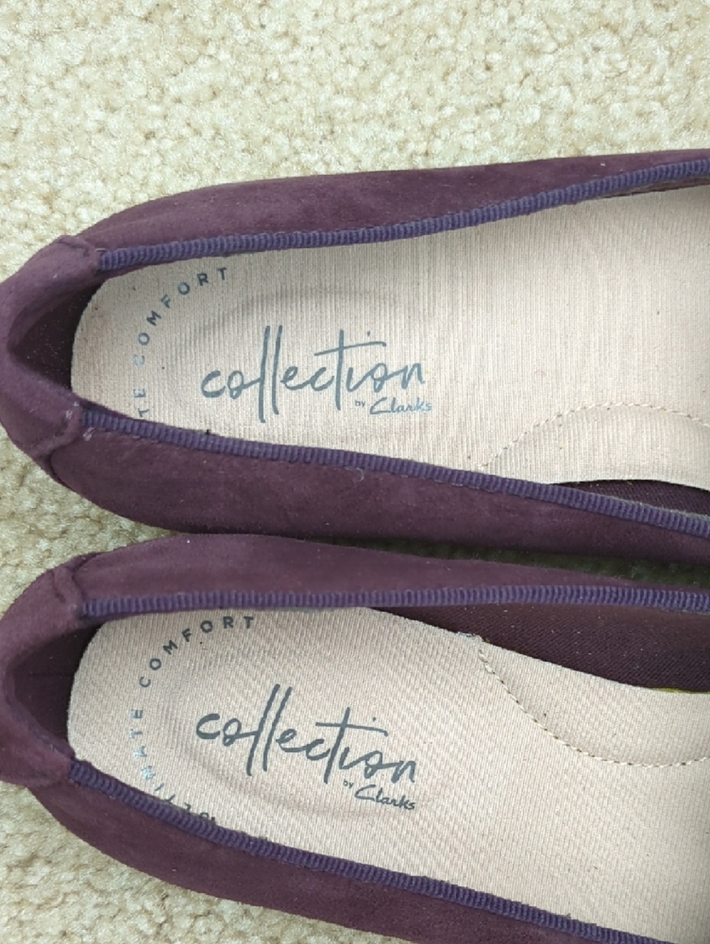Clarks Plum Suede Knot Bow Loafers - Picture 2 of 8